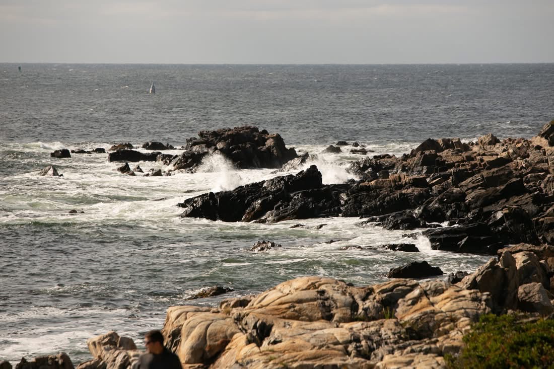 Rocky coastline with crashing waves